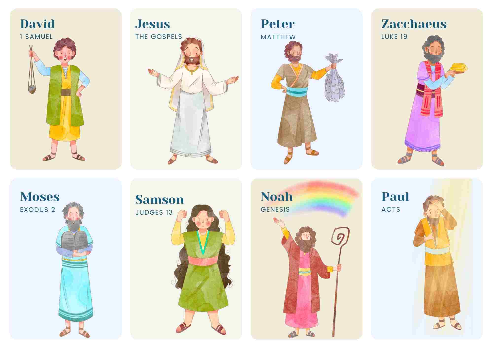 Free Bible Character Trading Cards Download 16 Printable Cards For 