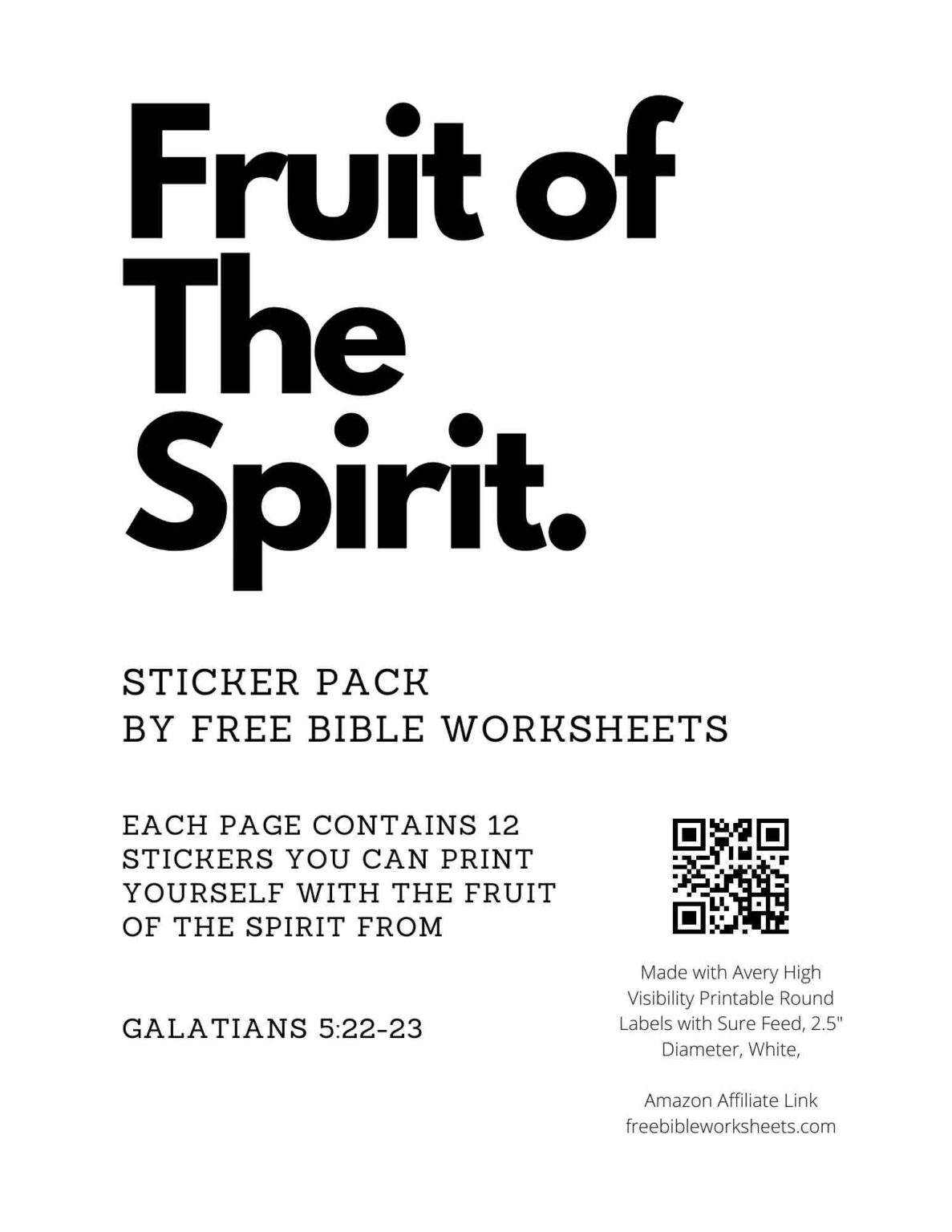 Fruit Of The Spirit Printable Worksheets - Free Worksheets Printable