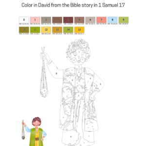 David and Goliath Color by Numbers Worksheet