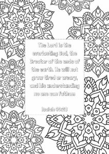 Bible Verse Colour In Isaiah 40:28 - Free Bible Worksheets