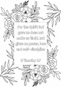 Bible verse colouring in - 2 Timothy 1:7 - Free Bible Worksheets