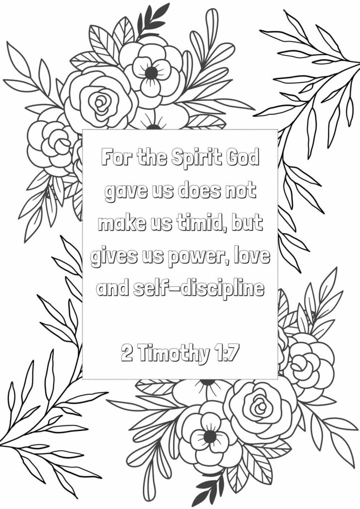 Bible verse colouring in -  2 Timothy 1:7