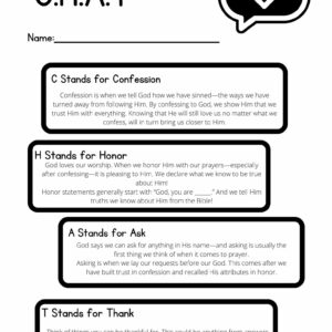 How to do a C.H.A.T Prayer Worksheet