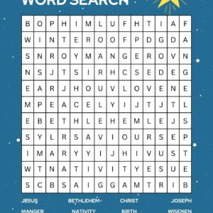 Christian Christmas Word Search Worksheet - Colorful