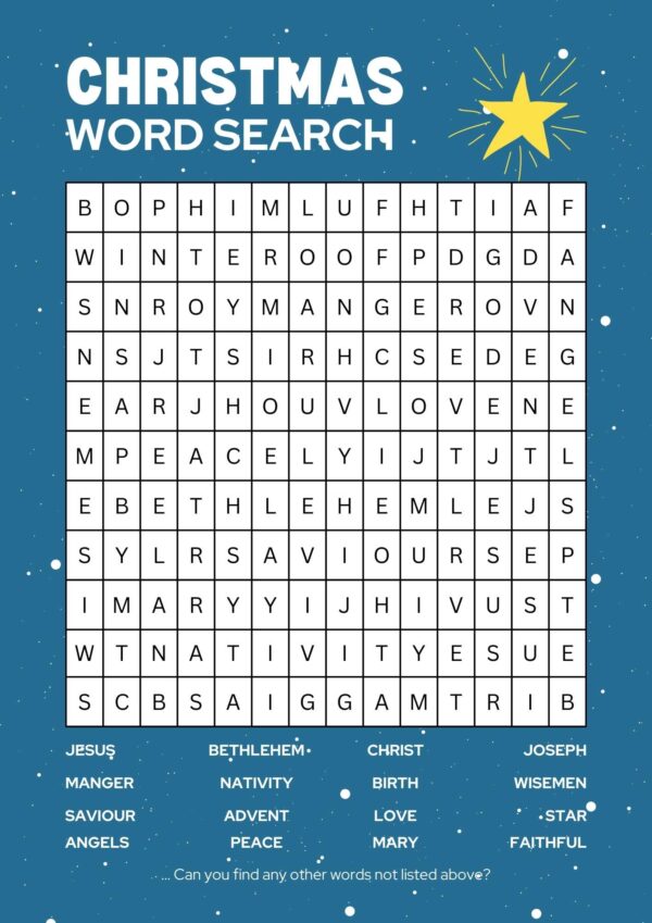 Christian Christmas Word Search Worksheet - Colorful