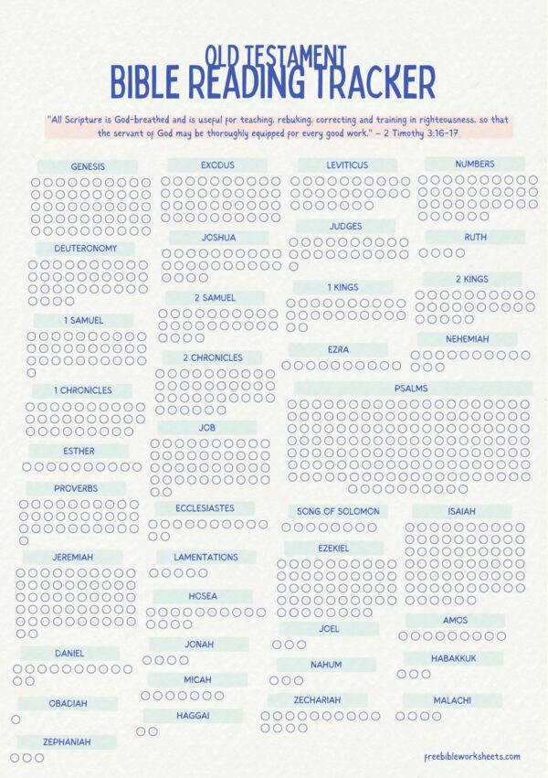 Old Testament Bible Reading Tracker Printable