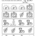 Easter Same and Different Worksheet (Black and White Coloring Activity)