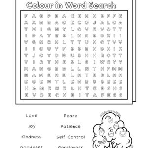 Fruit of the Spirit Colour/Color in Word Search Printable