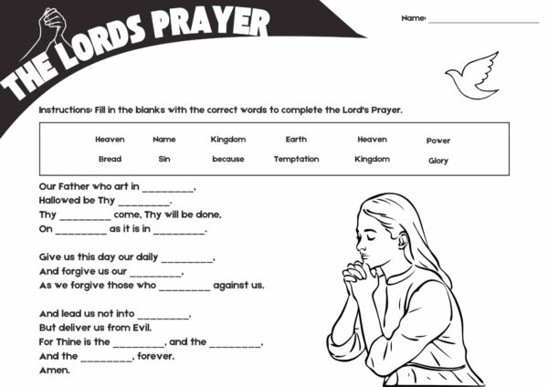 Fill-in-the-Blank Printable: The Lord's Prayer