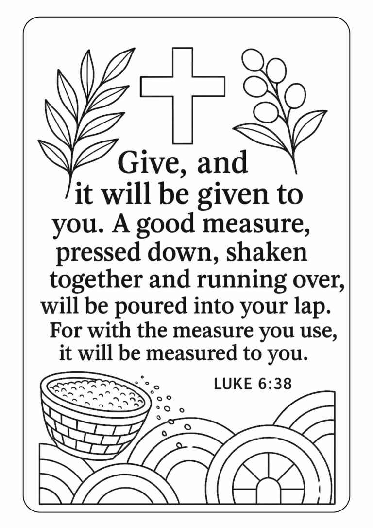 Christian generosity themed coloring pages Free Bible Worksheets