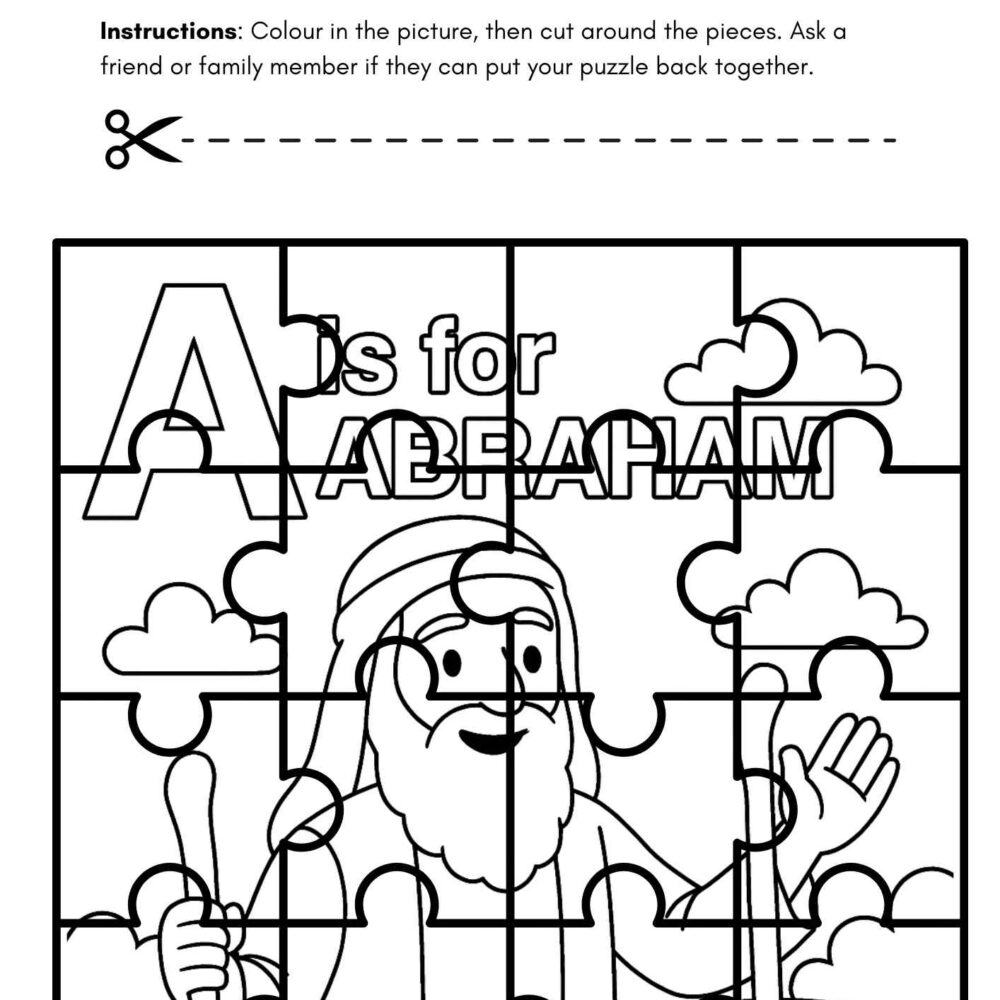 ABRAHAM Themed Cut and Color Puzzle – Free Bible Printable for Kids