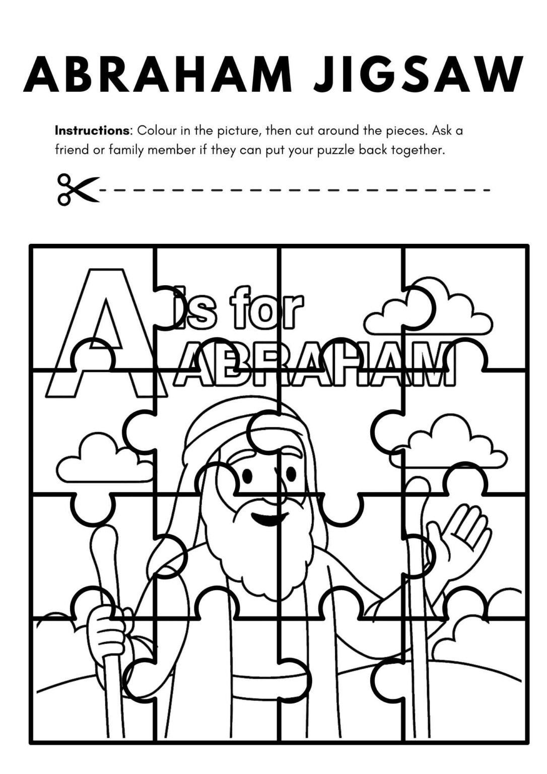 Abraham Themed Cut and Color Puzzle – Free Bible Printable for Kids ...