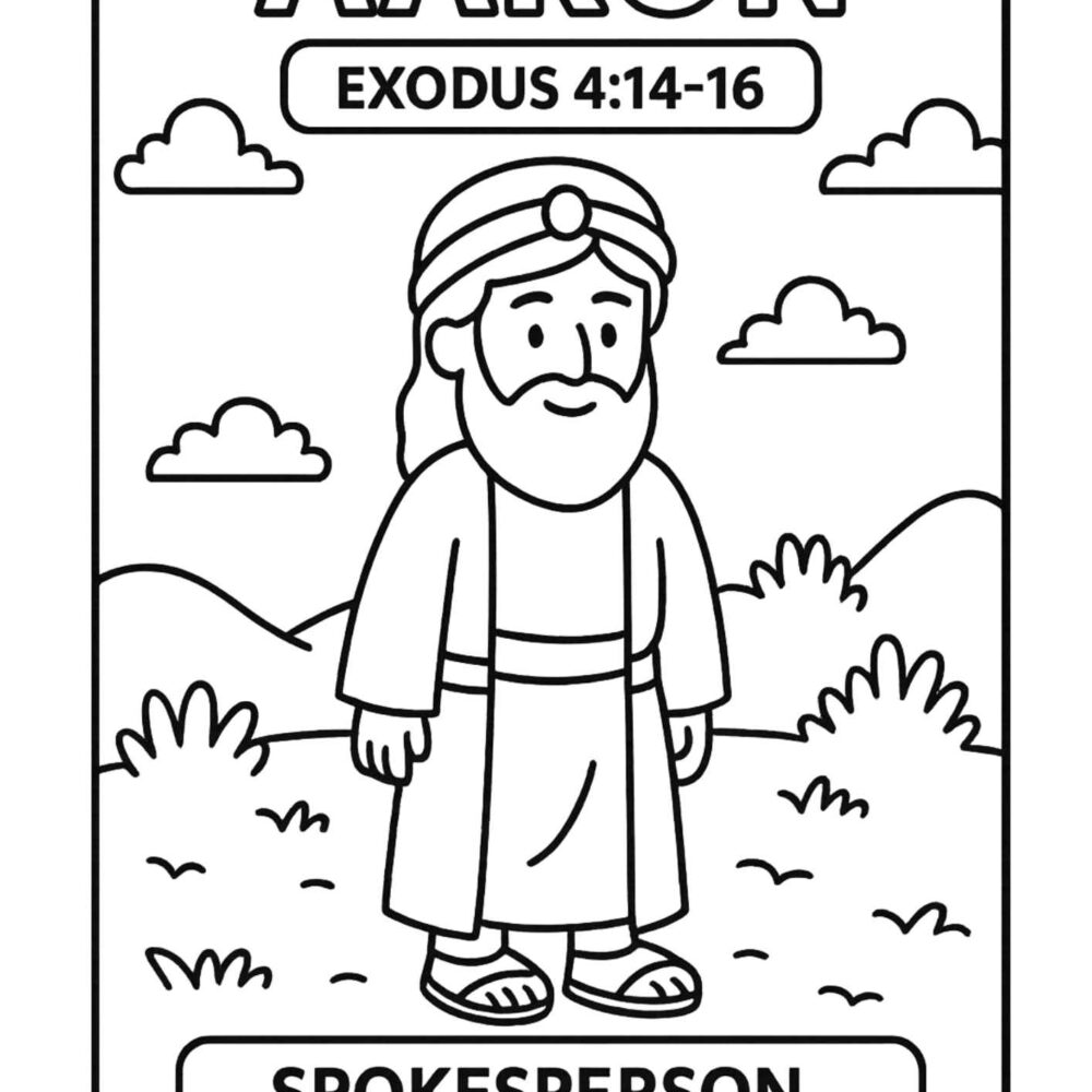Aaron Bible Character Coloring Page – Free Printable for Kids (Exodus 414–16)