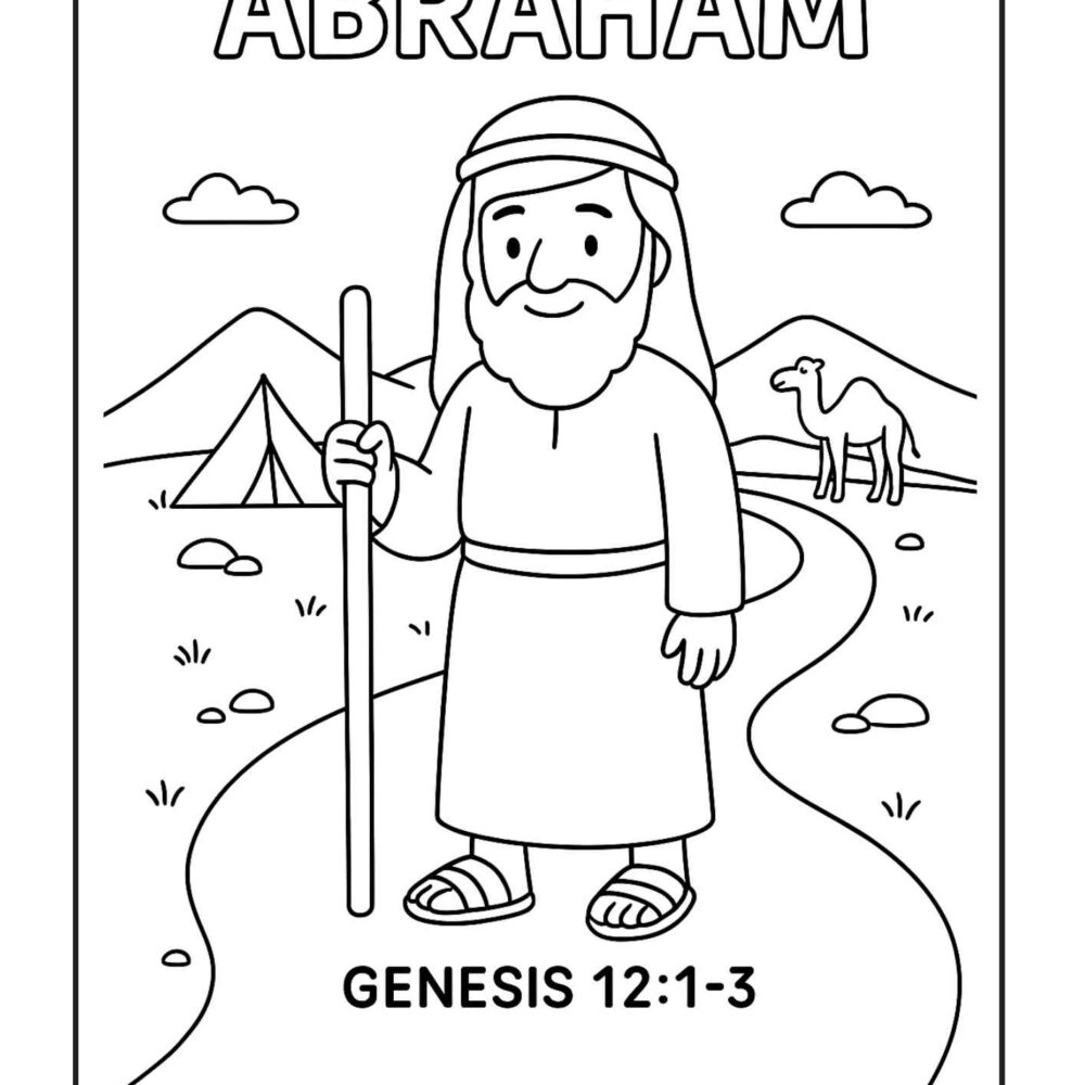 Abraham Bible Character Coloring Page – Free Printable for Kids (Genesis 121–3)