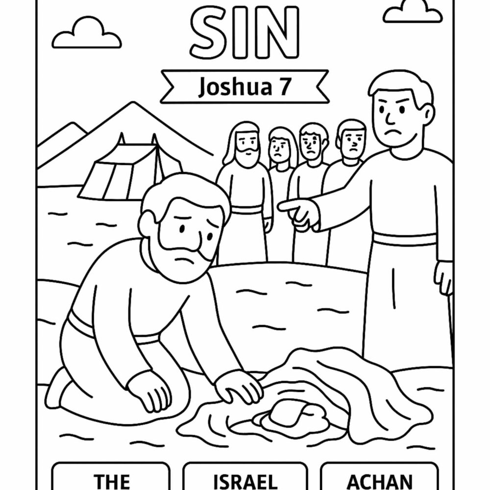 Achan’s Sin Coloring Page – Free Joshua 7 Printable for Kids