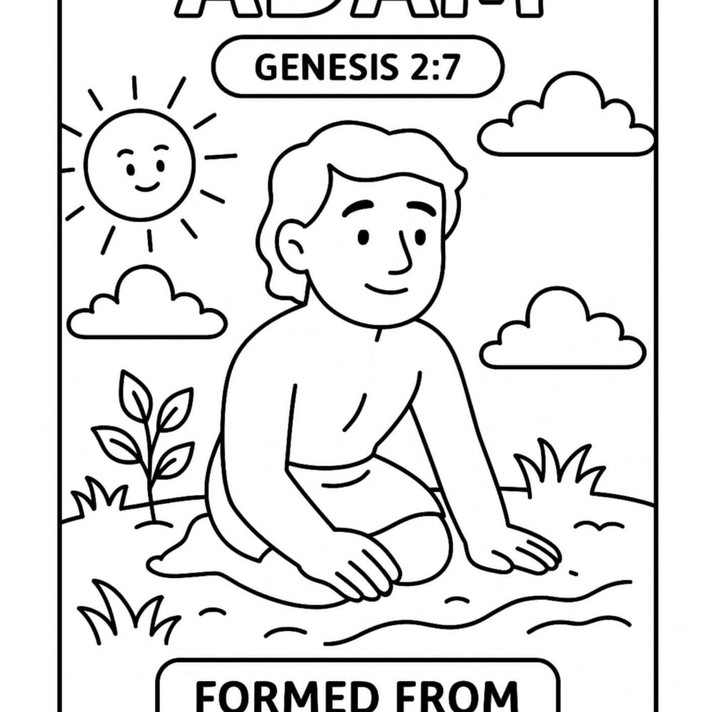 Adam Bible Character Coloring Page – Free Printable for Kids (Genesis 2:7)