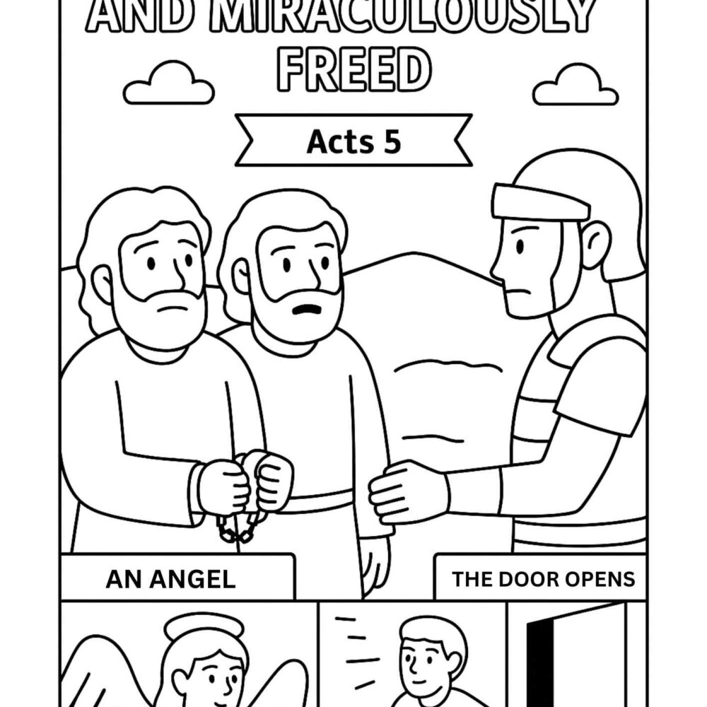 Apostles Arrested and Miraculously Freed – Free Bible Coloring Page for Kids (Acts 5)
