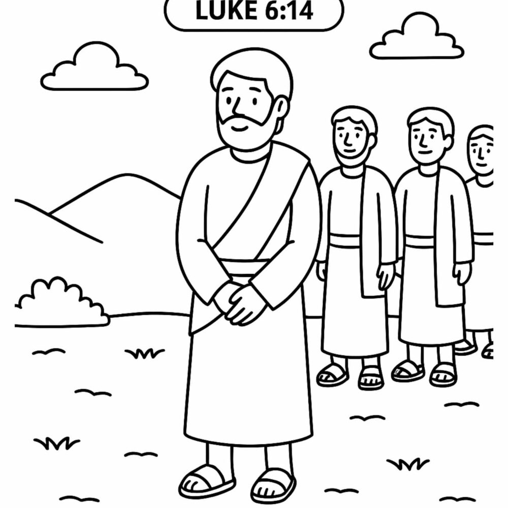 Bartholomew Bible Coloring Page – Free Printable for Kids (Luke 614)