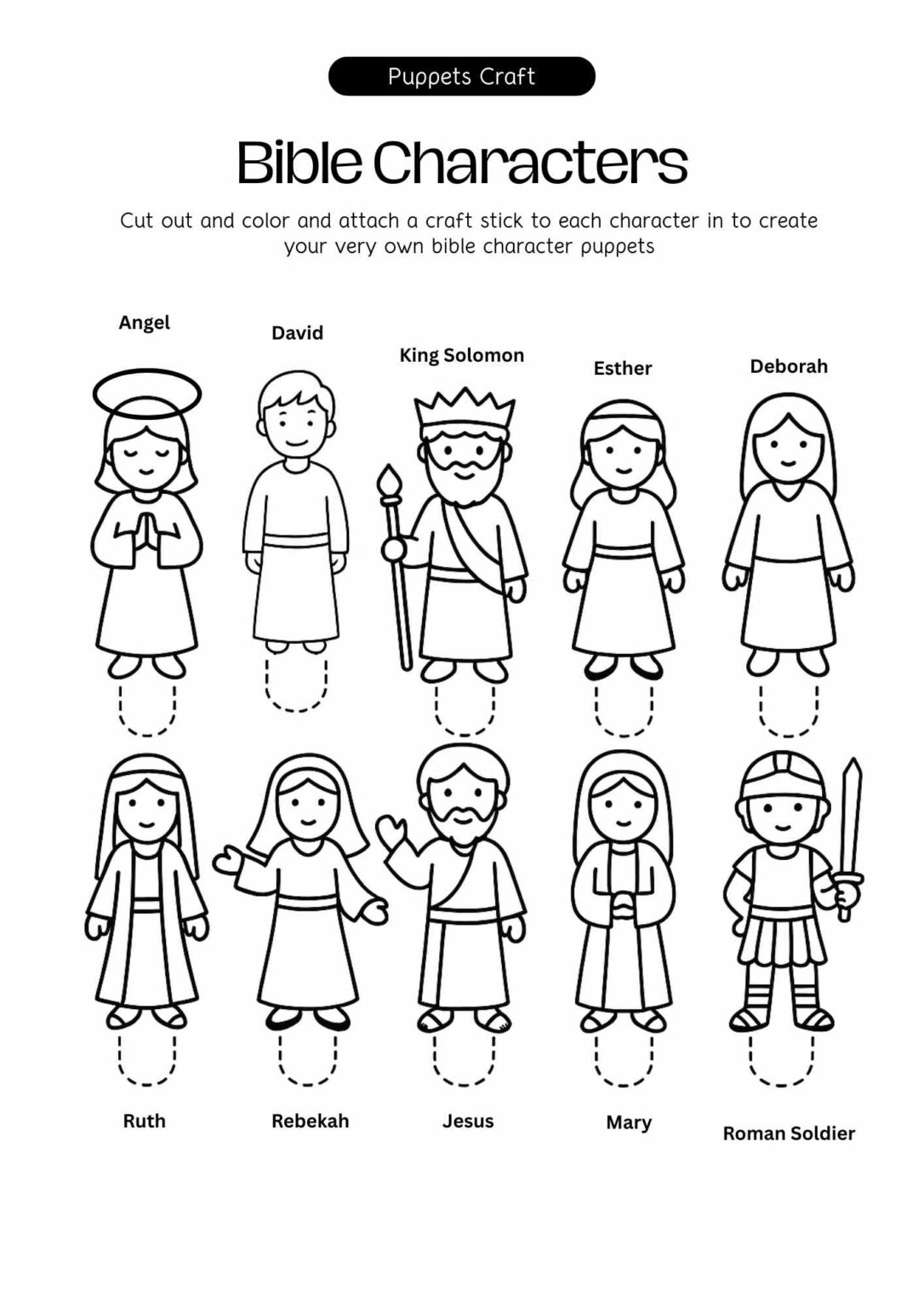 Bible Character Stick Puppets – Printable Craft for Kids - Free Bible
