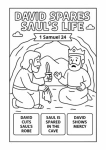David Spares Saul’s Life – 1 Samuel 24 Coloring Page (Free Printable ...