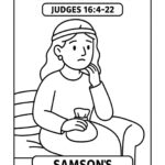 Delilah Bible Character Coloring Page – Free Printable for Kids (Judges 164–22)