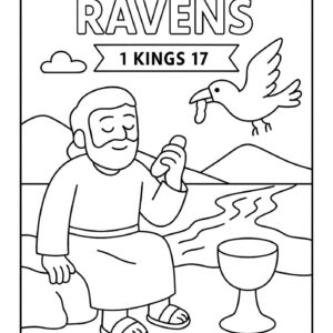 Elijah Fed by Ravens – Free Bible Coloring Page for Kids (1 Kings 17)
