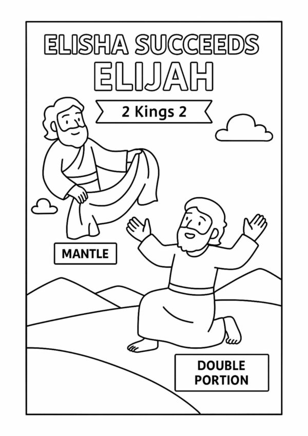 Elisha Succeeds Elijah – Free Bible Coloring Page for Kids (2 Kings 2)