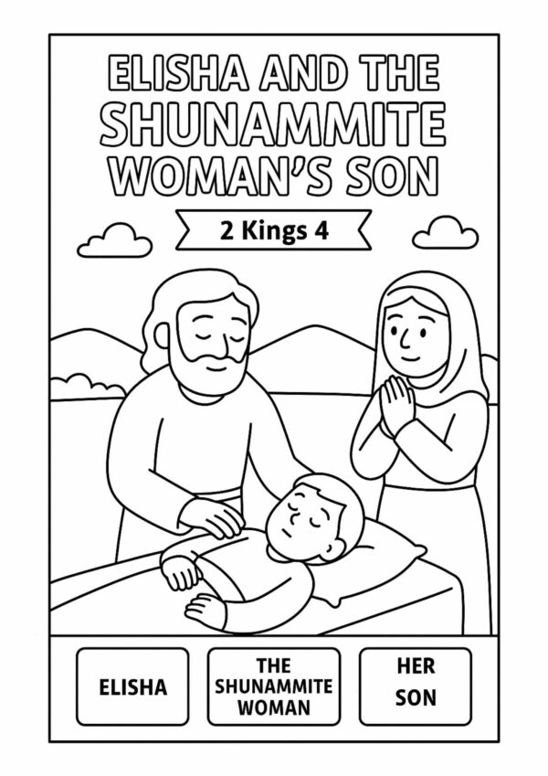 Elisha and the Shunammite Woman’s Son – Free Bible Coloring Page for Kids (2 Kings 4)