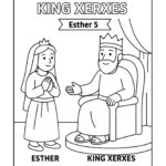 Esther Approaches King Xerxes – Free Bible Coloring Page for Kids (Esther 5)