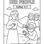 Esther Saves Her People  (Haman’s wicked plot) – Free Bible Coloring Page for Kids (Esther 4–7)
