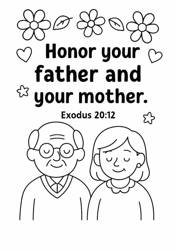 Exodus 2012 Memory Verse Coloring Page – “Honor Your Father and Your Mother