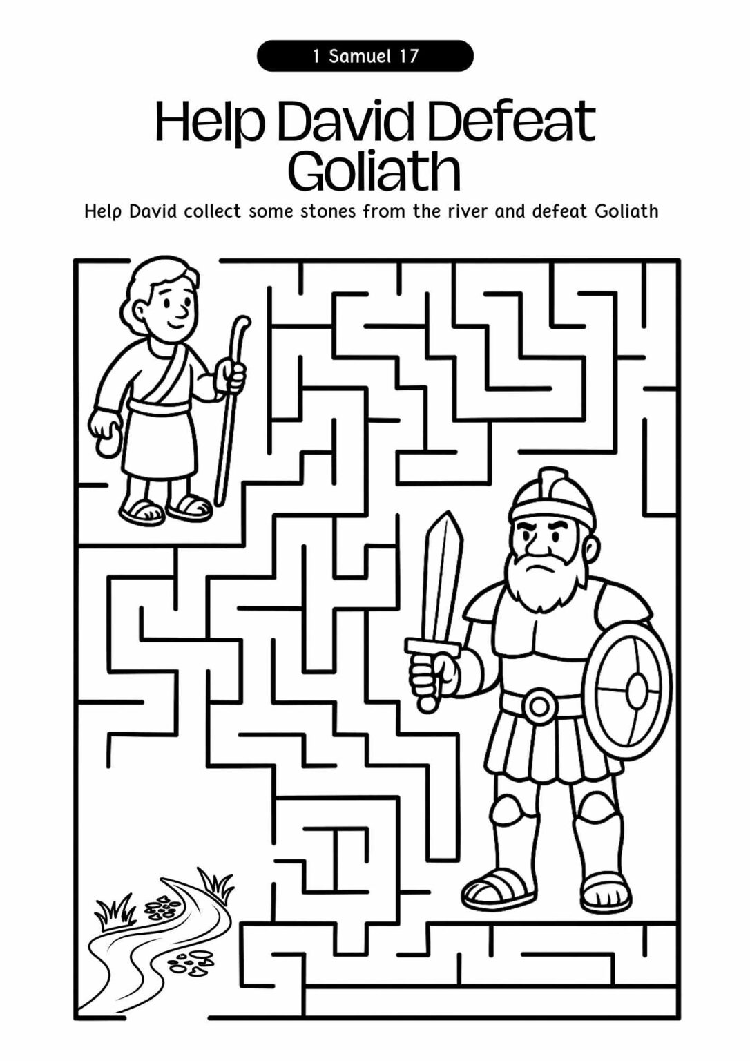 Free David and Goliath Maze Printable – Bible Activity for Kids (1 ...