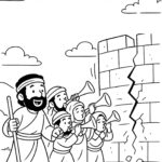 Free Full Art Style Walls of Jericho Coloring Page for Kids – Joshua 6 Bible Story Printable Activity