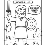 Gideon Bible Character Coloring Page – Free Printable for Kids (Judges 6:11–12)