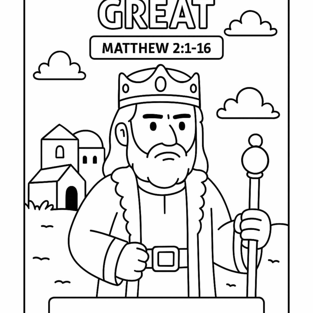 Herod the Great Bible Coloring Page – Free Printable for Kids (Matthew 21–16)