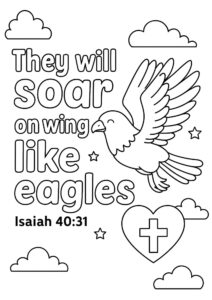 Isaiah 40:31 Memory Verse Coloring Page – “They Will Soar on Wings Like