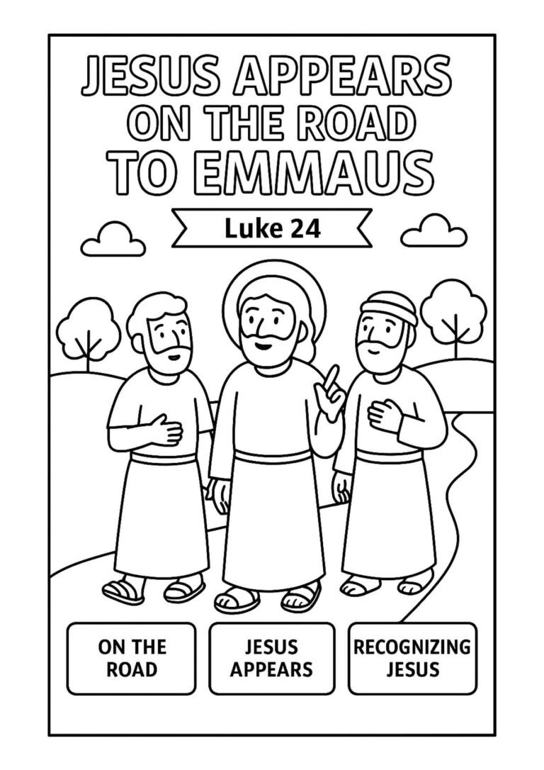 Jesus Appears on the Road to Emmaus – Free Bible Coloring Page (Luke 24 ...