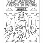Jews Granted Self-Defense & Feast of Purim – Free Bible Coloring Page (Esther 8–9)