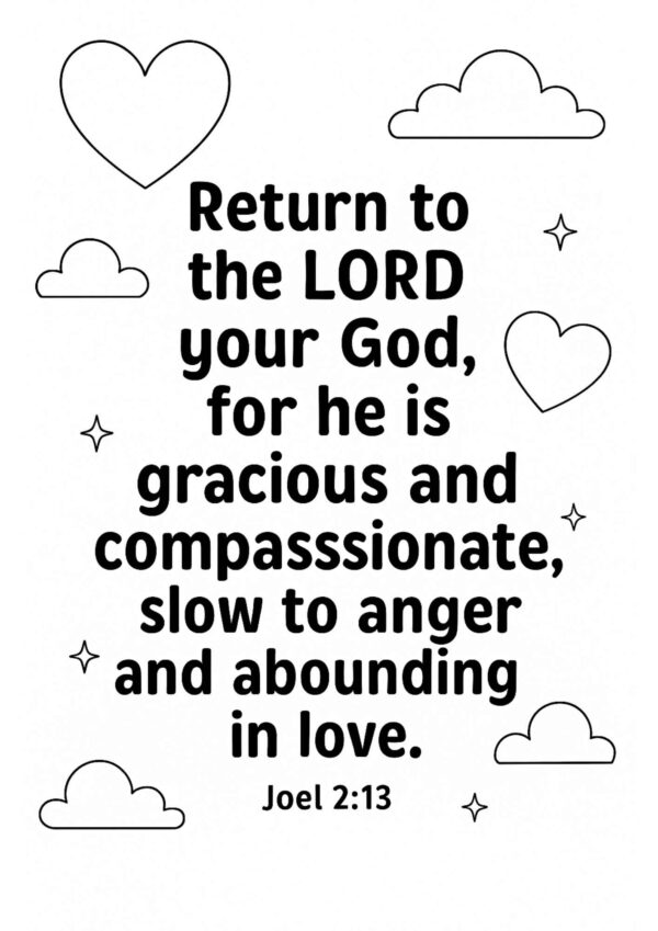 Joel 2 13 Memory Verse Coloring Page – “Return to the Lord Your God”