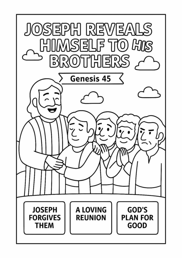 Joseph Reveals Himself to His Brothers Coloring Page – Free Genesis 45 Printable