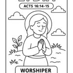 Lydia Bible Character Coloring Page – Free Printable for Kids (Acts 1614–15)
