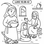 Martha Bible Coloring Page – Free Printable for Kids (Luke 1038–42)