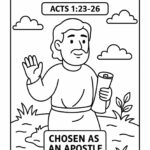 Matthias Bible Character Coloring Page – Free Printable for Kids (Acts 123–26)