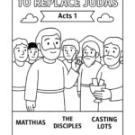 Matthias Chosen to Replace Judas – Free Bible Coloring Page (Acts 1)