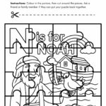 Noah Themed Cut and Color Puzzle – Free Bible Printable for Kids
