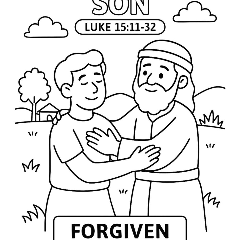 Prodigal Son Bible Coloring Page – Free Printable for Kids (Luke 1511–32)
