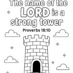 Proverbs 18 10 Memory Verse Coloring Page – “The Name of the Lord Is a Strong Tower”