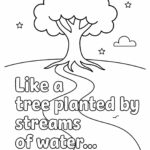 Psalm 13 Memory Verse Coloring Page – “Like a Tree Planted by Streams of Water”