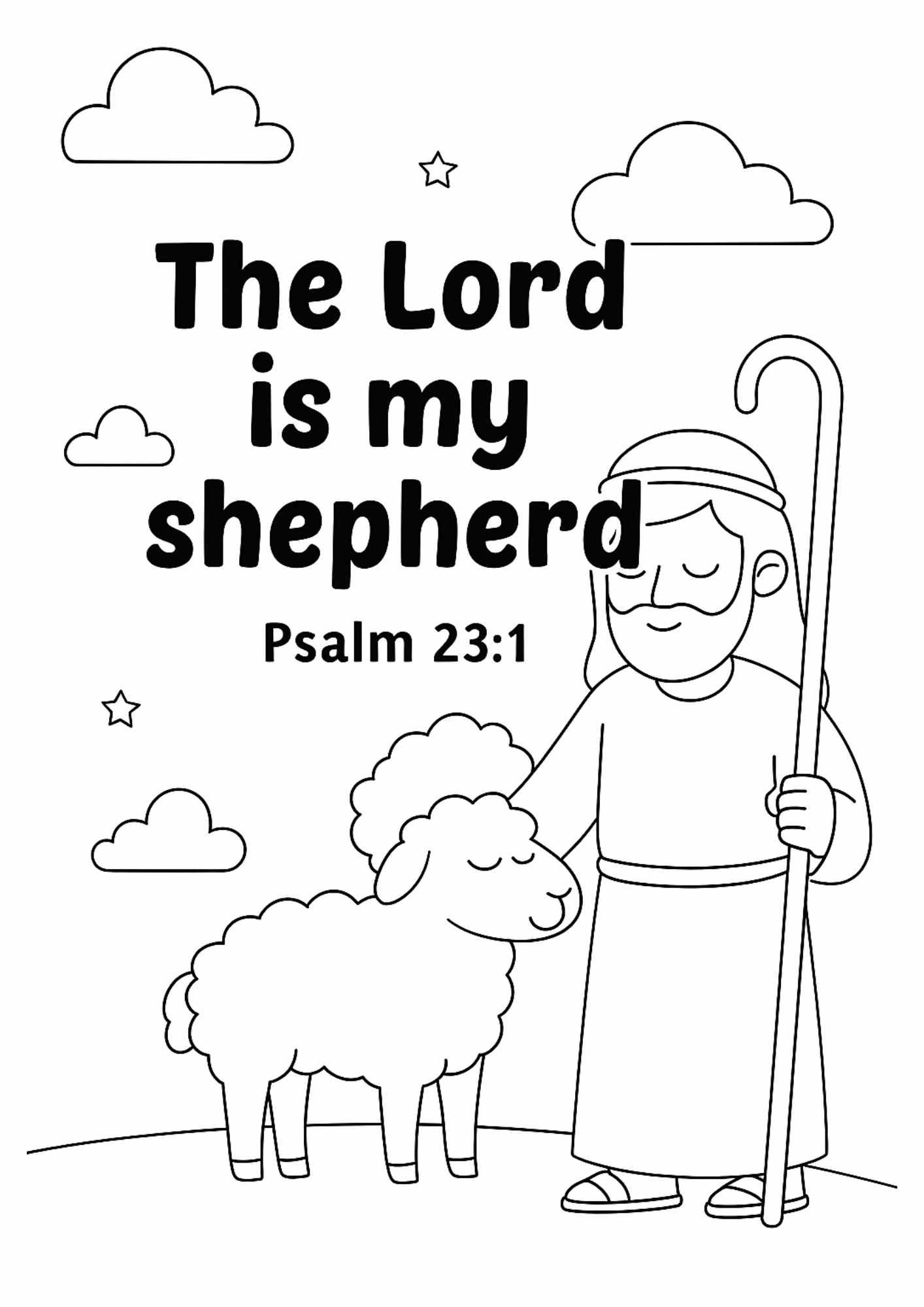 Psalm 23 1 Memory Verse Coloring Page The Lord Is My Shepherd