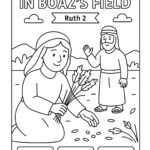 Ruth Gleans in Boaz’s Field Coloring Page – Free Ruth 2 Printable for Kids